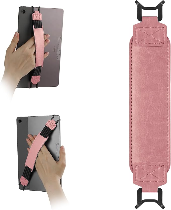 HoYiXi Soft Hand Strap for 9-11 Inch eReaders & Fire Tablet Compatible with Fire HD 10/iPad 9.7 /iPad mini/Galaxy Tab A8 A9/Huawei Lightweight Black High-Elasticity Finger Grip Holder -Pink