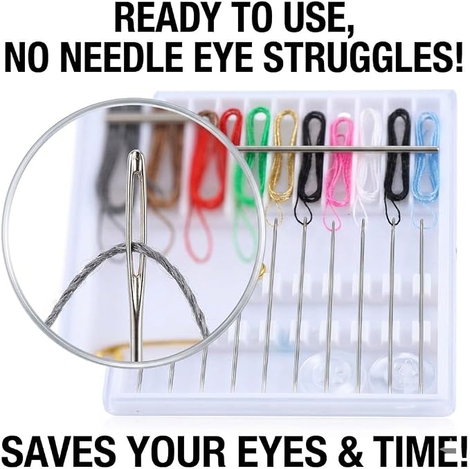Mini Sewing Kit, 80 Pieces in 8 Compact Cases with Pre-Threaded Needles, Assorted Color Threads, Safety Pin, Shirt Buttons, Portable Travel Emergency Repair Kit for Home, Hotel, Business Trip