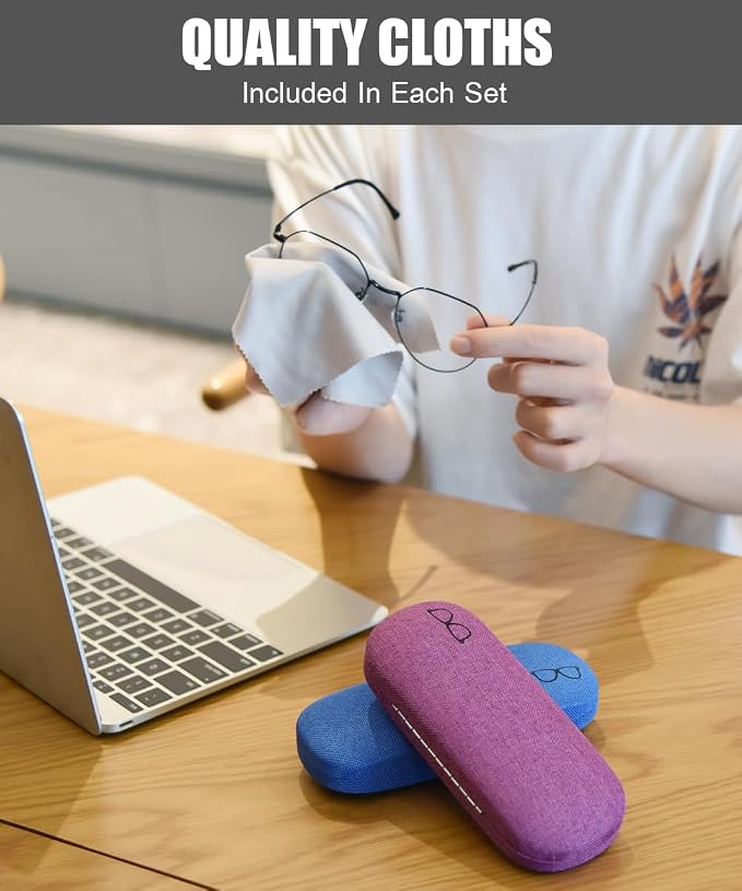 RayLove 3-Pack Hard Shell Eyeglasses Case Large Reading Glasses Hard Case