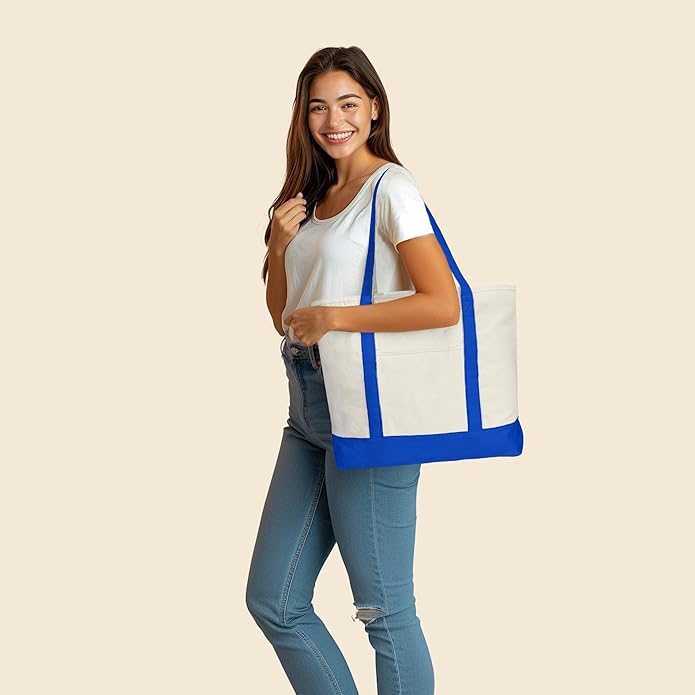 22" Heavy Duty Cotton Canvas Tote Bag (Zippered)