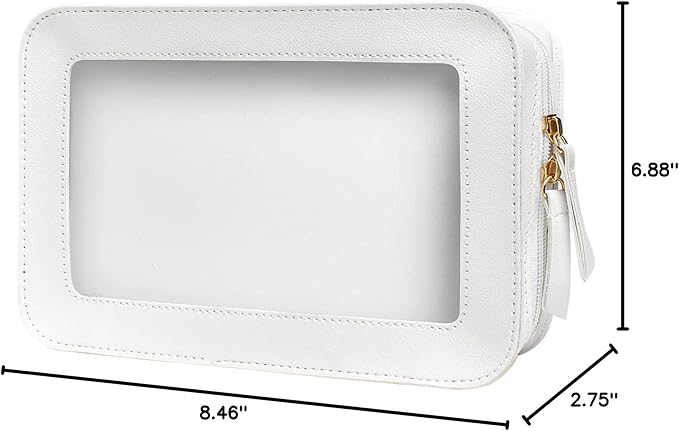 LETGO Clear Toiletry Bag,Portable Travel Makeup Pouch with Zipper, TSA Approved Organizer Sunscreen Bag Clear Makeup Toiletry Pouch Beach Vacation Essentials for Women Teen Girls (White)