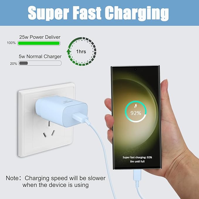 Fast Charger Type C,25W S23 Ultra Charger PD/PPS USB C Super Fast Charging Block&10FT Long Type C Cable Cord for Samsung Galaxy S26/S25/S24/S24+/S24 Ultra/S23/S23+/S23 Ultra/S22/S22+/S22 Ultra/S21/S20