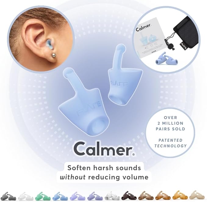 Flare Audio Calmer | Noise Reducing Ear Plugs Alternative | Silicone Reusable Ear Plugs for Noise Sensitivity, Focus and Travel | Ear Plugs for Noise Reduction (Standard, Soft Blue)