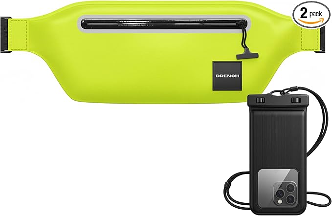 Drench Waterproof Fanny Pack & Waterproof Phone Case | IPX8 Dry Bag Waist Pack for Festivals, Raves, Jouvert, Pool Parties, Beach Travel & Outdoor Adventures | Neon Yellow
