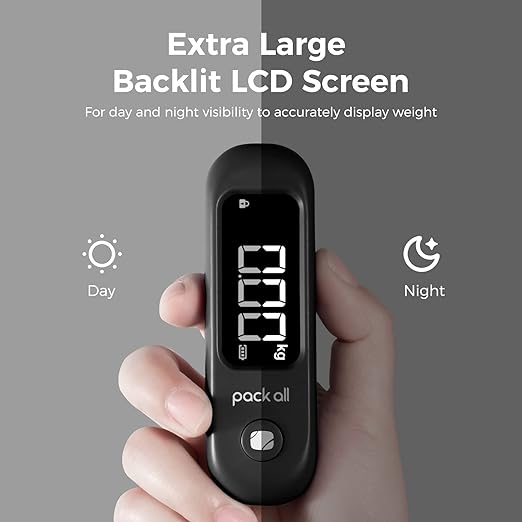 pack all 110 Lbs Luggage Scale, Digital Handheld Baggage Scale, Travel Suitcase Weight Scale with LCD Display, Battery Included, Black