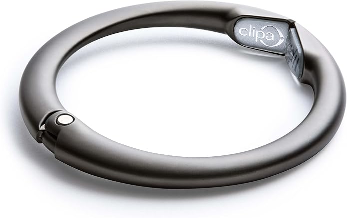 Clipa Bag Hanger - The Ring that Opens Into a Hook, Closes Automatically | Hangs Almost Anywhere in Just 1/2" of Space | Holds 33 lbs | 9 Styles | 3 yr Warranty