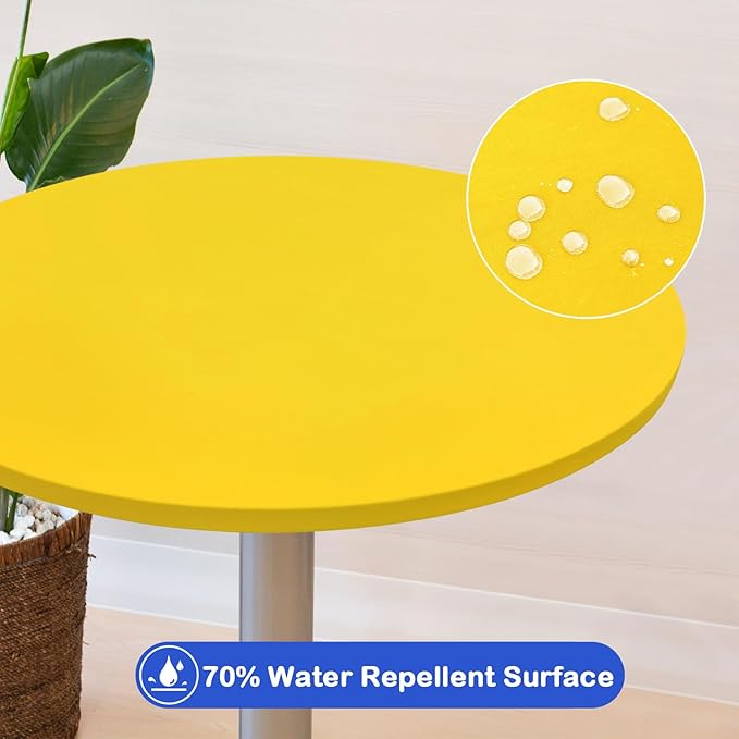 Wolkemer 2 Pack 3 Foot Yellow Fitted Tablecloth 36 Inch Round Elastic Edges Table Cloth, Spandex Stretch Table Cover with Machine Washable Fabric for Wedding Party Picnic Dining Indoor Outdoor