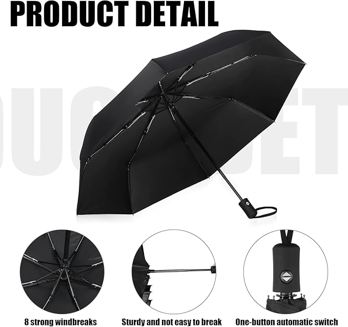Jexine 6 Pcs Windproof Travel Umbrella for Rain Compact Small Automatic Lightweight Portable Umbrella for Men Women Backpack
