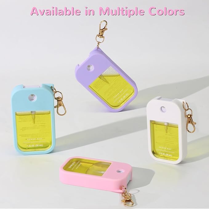 Hand Sanitizer Spray Case Compatible with Touchland Power Mist 1 oz – Silicone Case with Keychain for Touch Land Mist 1 fl oz（30 ml）, Hand Sanitizer Accessory for 1 fl oz (Blue, 1 Pack)