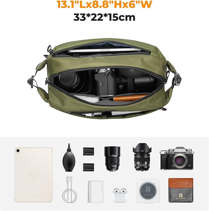 K&F CONCEPT Camera Sling Bag Crossbody Bag Waterproof Camera Shoulder Backpack DSLR/SLR/Mirrorless Camera Case