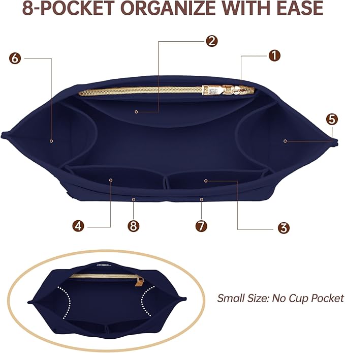 OPPOSHE Purse Organizer Insert for Longchamp Le Pliage, Premium Felt Long Champ Bag Handbag Women, Tote Organizer Insert with 9 Compartments (Medium, Navy)