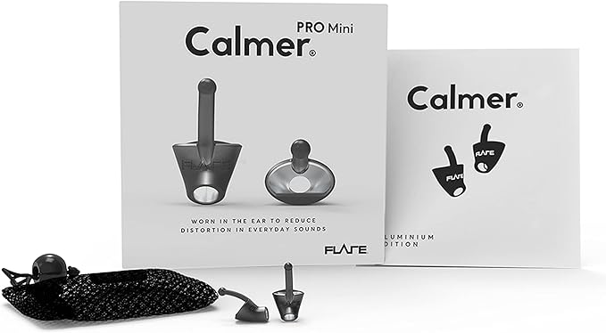 Flare Audio Calmer | Noise Reducing Ear Plugs Alternative | Silicone Reusable Ear Plugs for Noise Sensitivity, Focus and Travel | Ear Plugs for Noise Reduction (pro mini, Black)