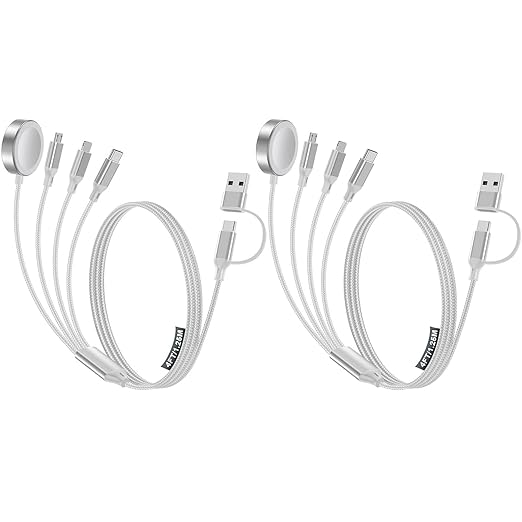Travel Essentials,Multi Charging Cable for Apple Watch Charger/iPhone Charger/Samsung Charger,USB A & Type C Power Cable for iWatch Ultra/10-2/iPhone 17-11/Samsung S26,Serial Cables,Car[1.5M]