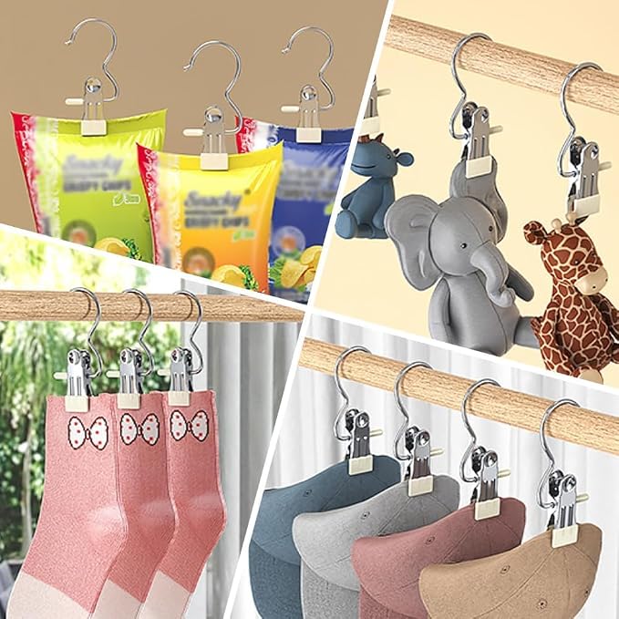 Boot Hangers for Closet, Laundry Hooks with Clips, Boot Hanging Hold Clip, Space Saving Portable Travel Clip, Clip Hangers for Pants Hats Socks Gloves (20, Dark Green)