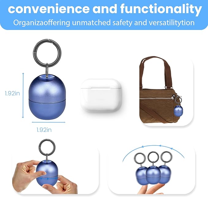 Jewelry Storage Box Case Gym Storage Jewelry Storage Box Case, Ring Organizer Container with Protective Sponge,Jewelry Care Protective Ring Holder with Keychain((1-Tier Purplish blue)