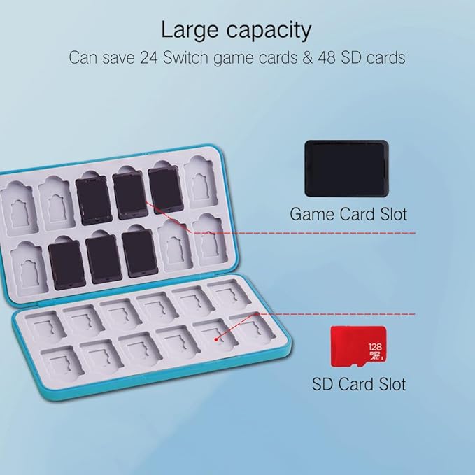 PERFECTSIGHT Switch Game Card Case for Nintendo Switc 2/ OLED/ Lite, 24 Switch Game Holder Cartridge Case with 24 Game & 48 Micro SD Cards Storage, Skyward Sword