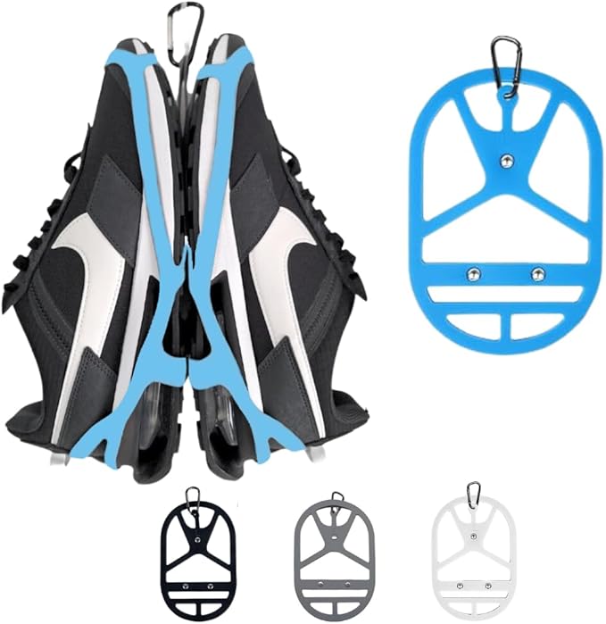 Shoe Holster For Backpack with Clip Hanger. Footwear Holder with Carabiner for Sneakers, Cleats, Bowling, Soccer, Basket, Football. For Travel, Outdoors, Sports & Space Saving