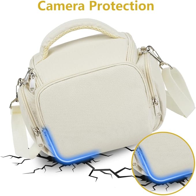 Ainiv DSLR Camera Bag, Waterproof Anti-Shock SLR Camera Case, Large Adjustable Shoulder Strap Camera Backpack, Portable Crossbody Single Shoulder Backpacks Compatible with Canon, Sony, Nikon, Beige