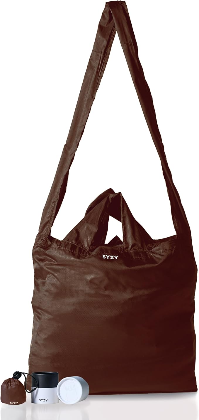 SYZY World's Most Compact Travel Tote Bag Portable Shopping Beach Market Bag - Reusable Collapsible Stuffable