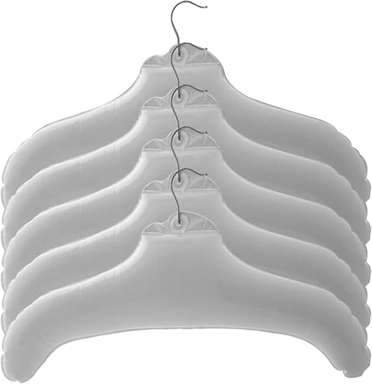 Portable Hangers, 5Pcs Inflatable Hangers Waterproof Leakproof 17x10 White PVC Portable Hangers for Travel, Business Trip, Camping, Travel Hangers