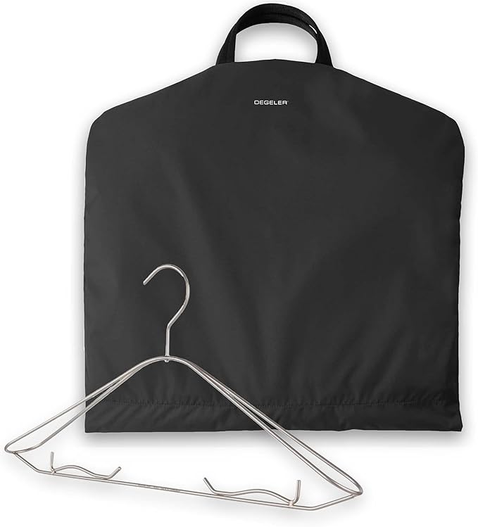 SkyHanger - Carry on Garment Bag with unique Titanium Suit Hanger for Men & Women - best-in-class functionality for wrinkle-free traveling - lightweight & water repellent nylon - Black