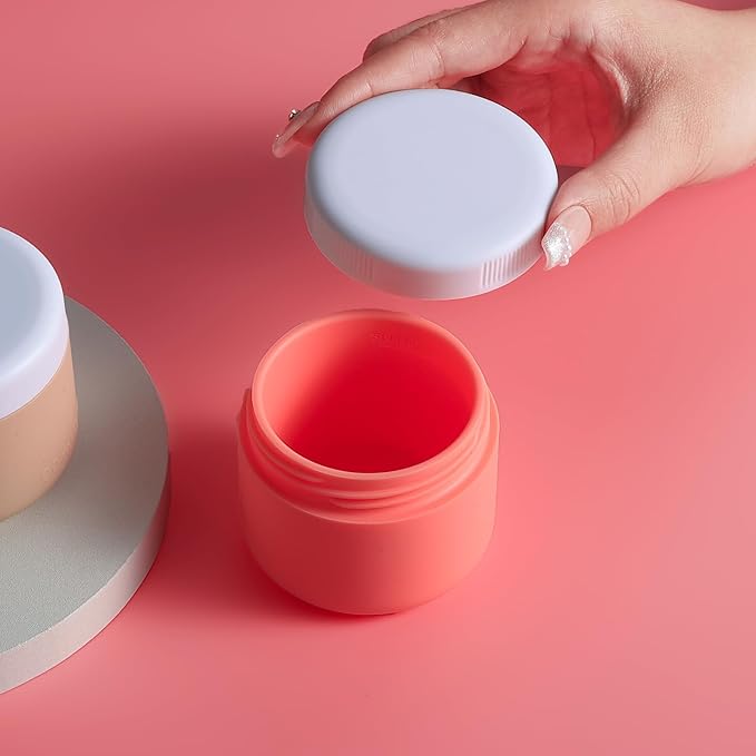 Kuangre Travel Containers for Toiletries, Silicone Cream Jars BPA-Free, Leak-proof 1.35oz Travel Size Containers, Portable Size Silicone Jars with Lid for Cosmetic Face Hand Body Cream (4 Pack)