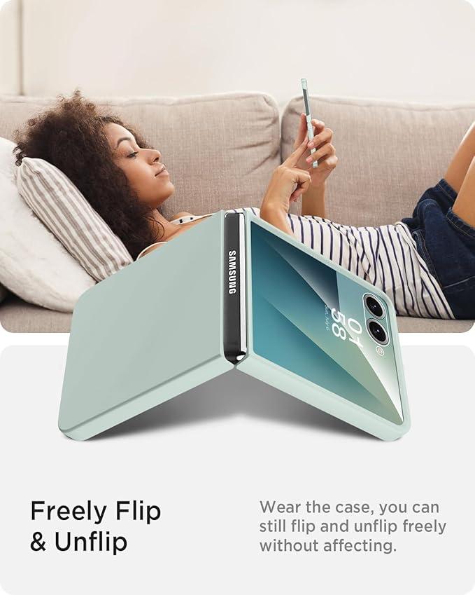 Miimall Slim for Samsung Galaxy Z Flip7 Case,Thinnest Shockproof Drop-Proof Anti-Scratches Nonslip Durable Full Body Rugged Grip Matte Cover,Galaxy Z Flip 7 Case with Screen Protector,Mint Green