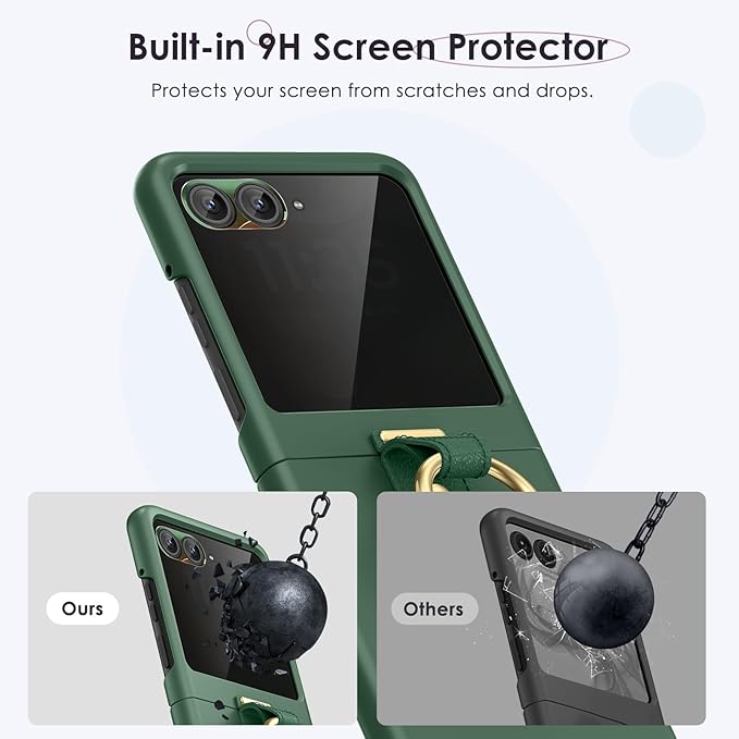 Maxdara for Motorola Razr 2026/2025/2024 Case with Ring [Not Fit Ultra or Plus], Moto Razr 2025/2024 Case with Built-in Privacy Screen Protector Slim Thin Cover, Green (Privacy Screen)
