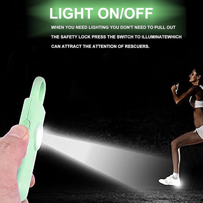 Thopeb– Personal Safety Alarm for Women–135dB Siren, Strobe Light and Rechargeable - Safety Alarm Keychain for Women (Pale Green)