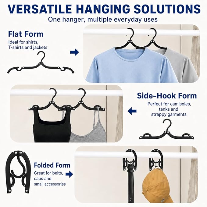 36 PCS Travel Hangers - Cruise Ship Essentials Portable Folding Clothes Hangers Travel Essentials Foldable Clothes Drying Rack for Travel (Black)