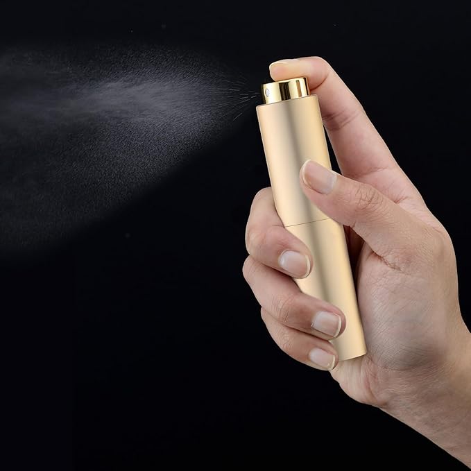 Tekson 10ml Travel Perfume Atomizer Refillable, Mini Cologne Spray Bottle Empty, Small Coffee Spray Bottle (Gold)