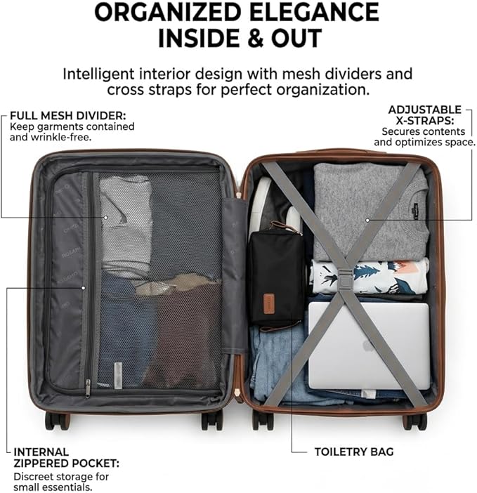 Rosamo 5 Piece Luggage Set Expandable Hardside, 20/24/28in Suitcases with Matching Travel Bags, 22x14x9 Airline Approved Carry On, TSA Lock, Spinner Wheels, ABS+PC