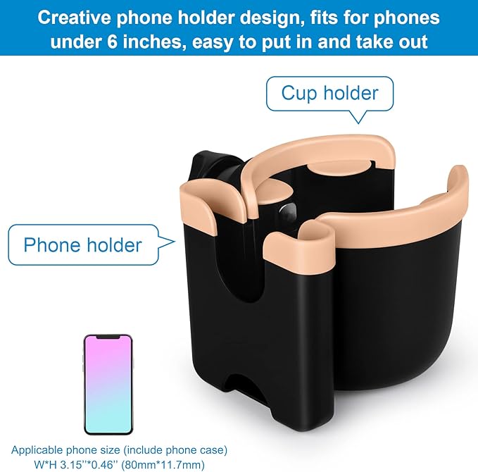Accmor Stroller Cup Holder with Phone Holder, Bike Cup Holder, Universal Cup Holder for Uppababy Nuna Doona Strollers, 2-in-1 Cup Holder for Walker, Wheelchair, Scooter