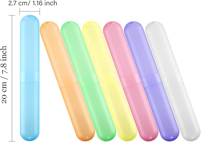 Boao 20 Pcs Travel Toothbrush Case Holder, Portable Toothbrush Storage, Classroom Pencil Case for Kids, Assort Color Toothpaste Cover Protector for Travel Use (Bright Color)