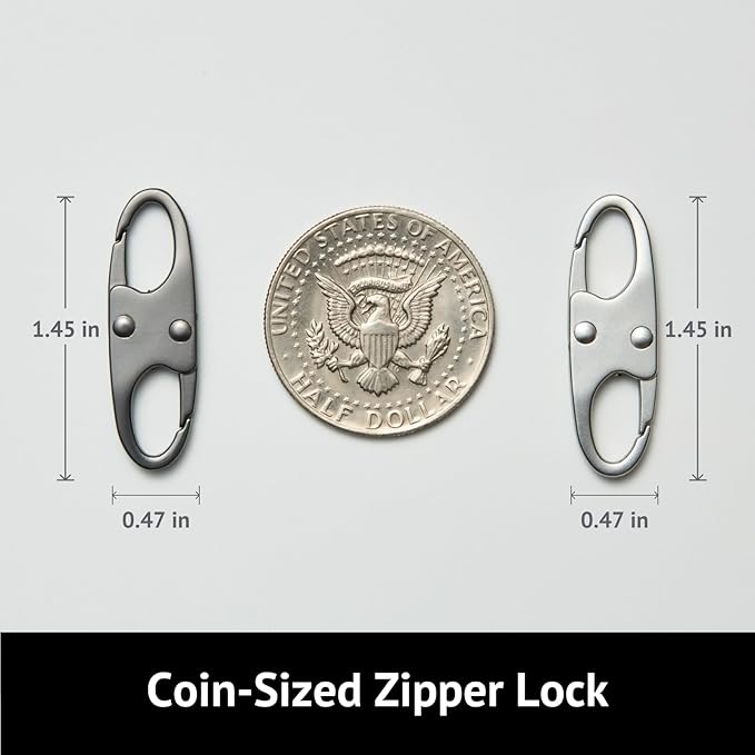 zelin Zipper Clips Anti Theft, 4Pcs Elegant Zinc Alloy Zipper Pull Locks for Backpacks, Double Opening S Carabiner Theft Deterrent for Luggage (Frost Silver)