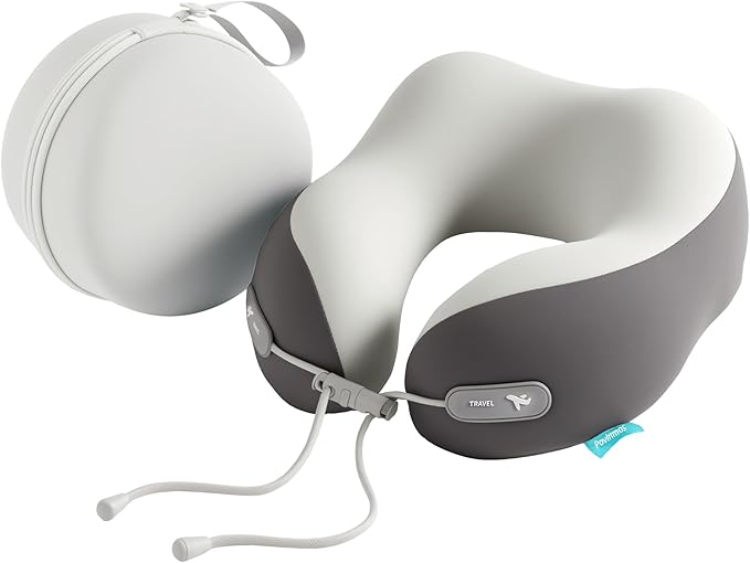 Travel Pillow with Cool Material,Neck Pillow for Traveling 100% Pure Memory Foam,Travel Neck Pillow with Hard Case, Airplane Pillow for Traveling,Travel Essentials (Grey)