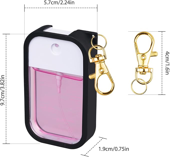 Silicone Case Compatible with Touchland Hand Sanitizer Spray, Protective Case with Keychain for Power Mist and Glow Mist 1 fl oz, Hand Sanitizer Spray Accessory (Black, 1 Pack)