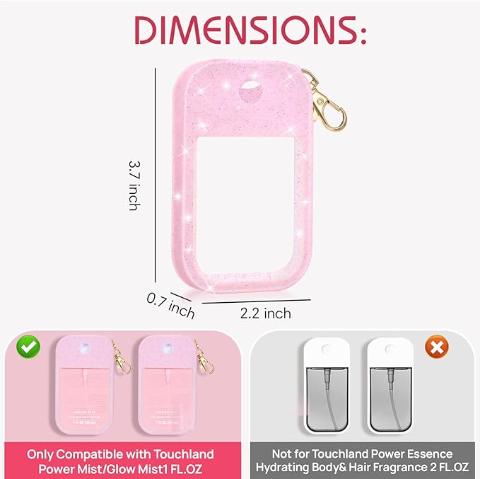 Silicone Case Compatible with Touchland Hand Sanitizer Spray, Protective Case for Spray 1FL. OZ (Sparkling Pink, Blush Beige(2PCS))