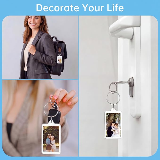 Yaomiao Acrylic Photo Frame Keychain Holder Photo Picture Insert Blank Keyring for DIY Craft