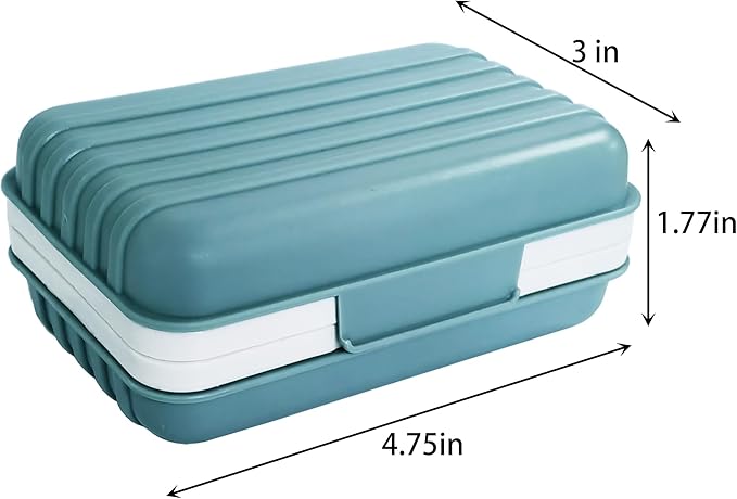 2 Pack Soap Holder Dish with Lid Draining Soap Box for Shower Compact Travel Soap Case for Camping, Gym, Hiking, Portable, Leakproof， Blue