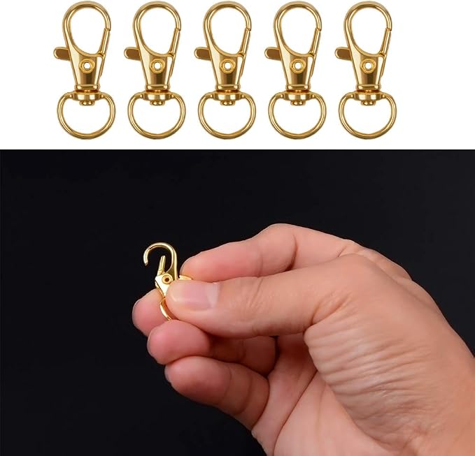 HXSEMAYIG 100PCS Keychain Hooks with Key Rings，Metal Swivel Lobster Claw Clasps, for Keychain Clip Lanyard, Jewelry Making, Crafts
