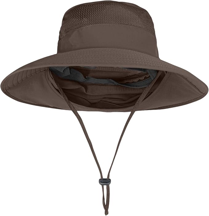 Sun Hats for Men Women Fishing Hat UPF 50+ Breathable Wide Brim Bucket Hats Summer UV Protection Safari Hat with Neck Flap