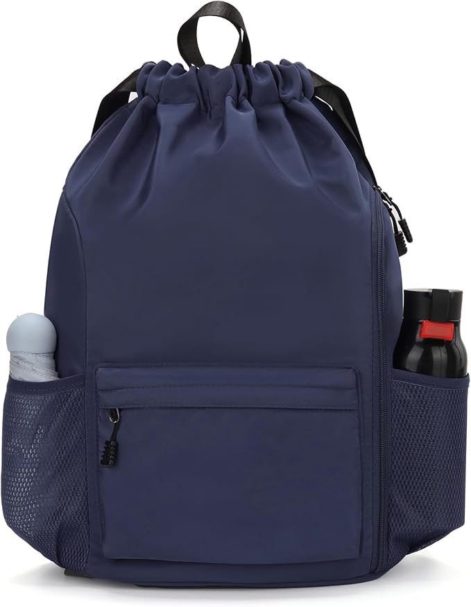 Valleycomfy Waterproof Drawstring Gym Backpack Bag for Men & Women,Sports Gym Bag with Side Pocket Orange