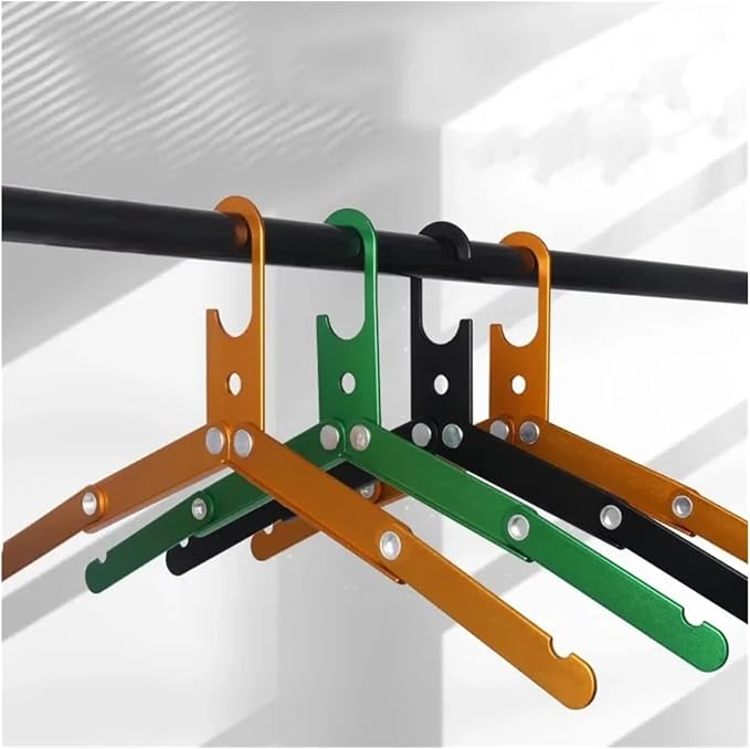 Aluminum Foldable Portable Hangers, Ultra - Light Non - Slip for Business Trips, Road Trips & Outdoor Camping(Gold)