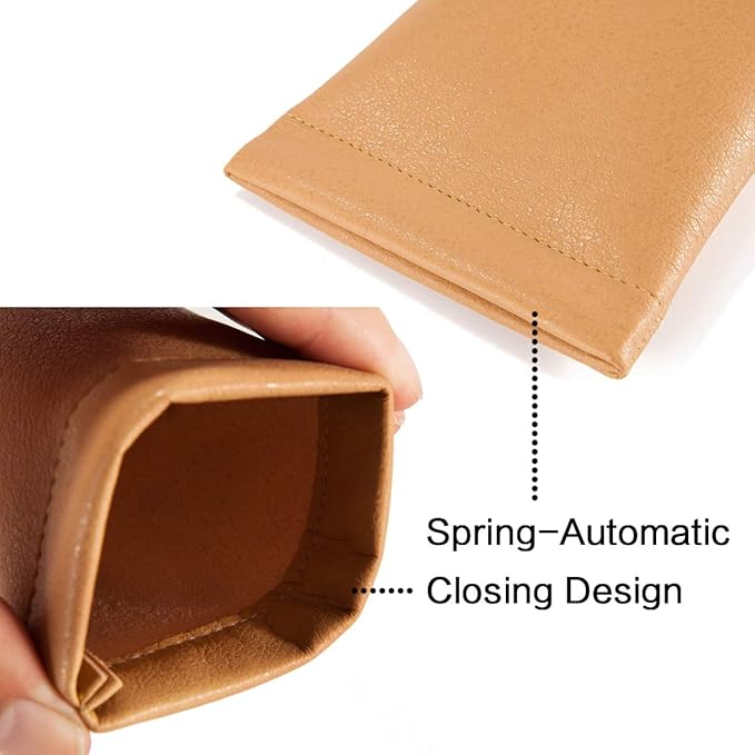 TRIUMPH VISION Squeeze Leather Sunglasses Pouch - 3 Pack Glasses Case Soft Eyeglass Sleeve Pouch Holder