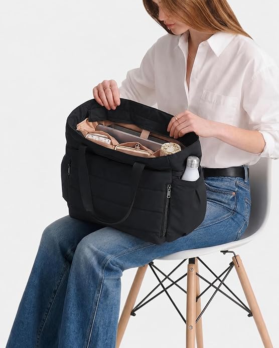 NISHEL Travel Puffy Tote Bag For Women, Ultra-Lightweight Large Tote Purse For Office Day And a Short Weekend Getaway