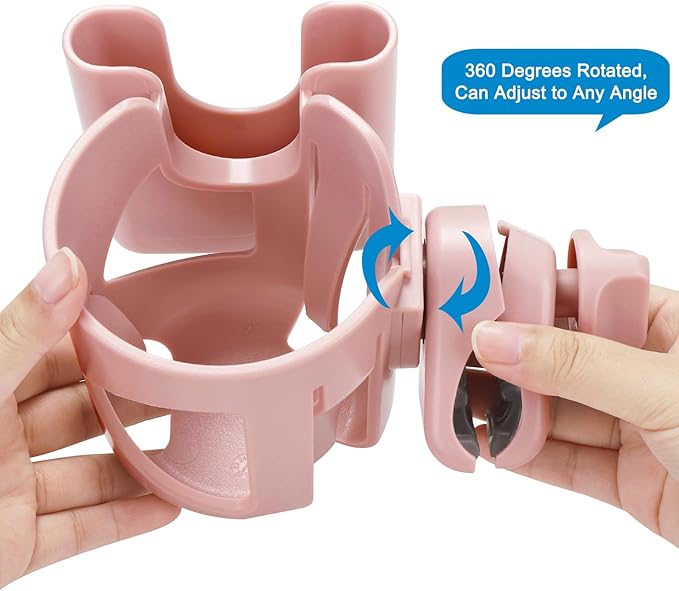 Accmor Stroller Cup Holder with Phone Holder, Universal Cup Holder for Walker Wheelchair Bike, 360° Rotatable Stroller Cup Holder Attachment Accessories for Walker, Wheelchair, Scooter