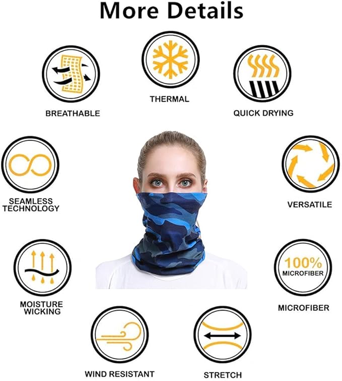 VANCROWN Headband Neck Gaiter Head Wrap Headwear Face Mask Magic Scarf Bandana for Men and Women