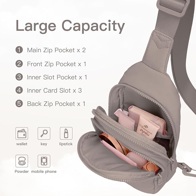 Viverte Quilted Puffer Crossbody Bags for Girls Gifts for Teen Girls Sling Bag Lightweight Cross Body Bubble Purse Shoulder Bag for Travel (Dark Gray)