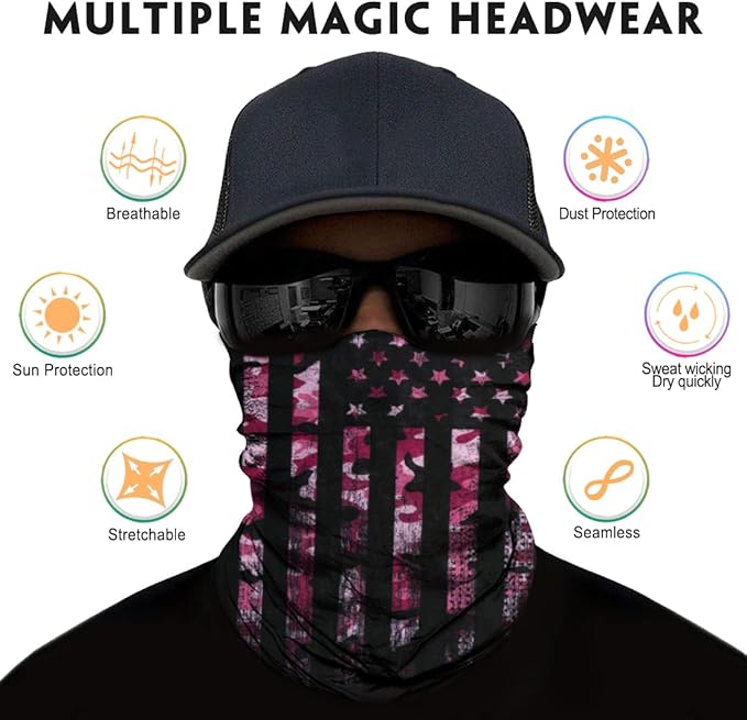 Neck Gaiter for Men Women Headwear Bandana Head Wrap Face Scarf Mask Cover Warmer Balaclava-Seamless & Versatile